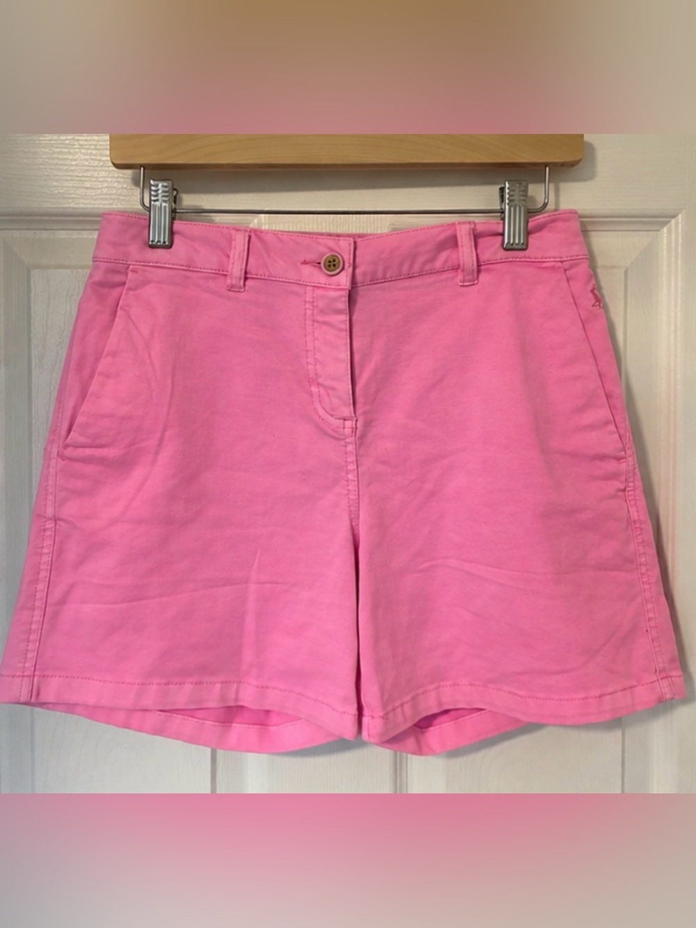 Joules Cotton High-Rise Pink Bermuda Shorts